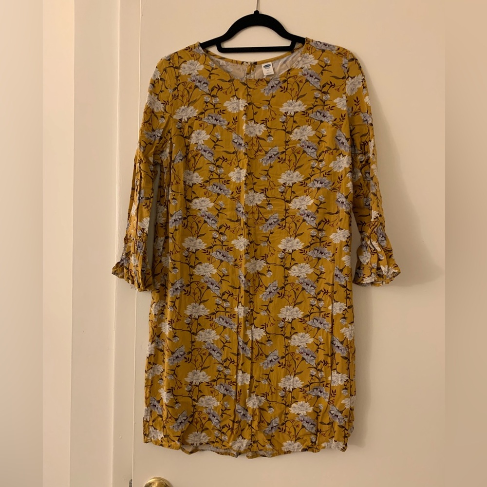 Yellow Floral Old Navy Dress - Size M